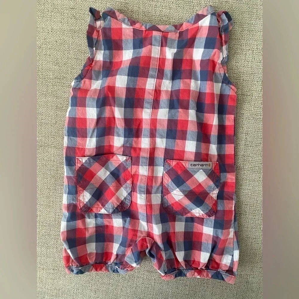 Carhartt Infant Girls' Woven Plaid Romper‎ Size 6 months